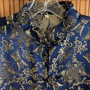 Elegant Blue and Gold Men Changshan